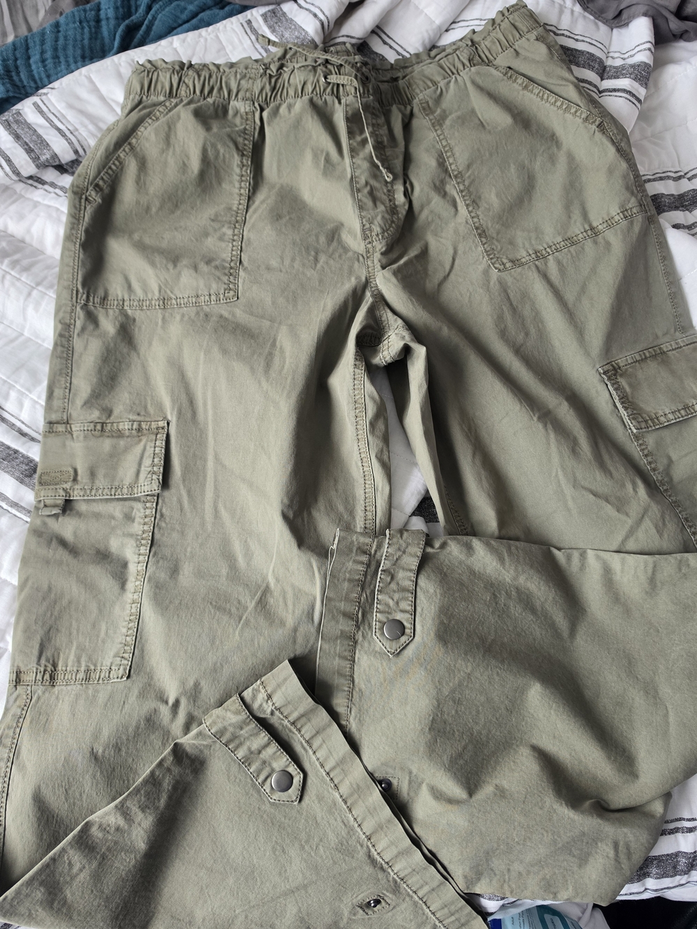 Sonoma High RISE Olive Green Cargo Pants with Drawstring Waist